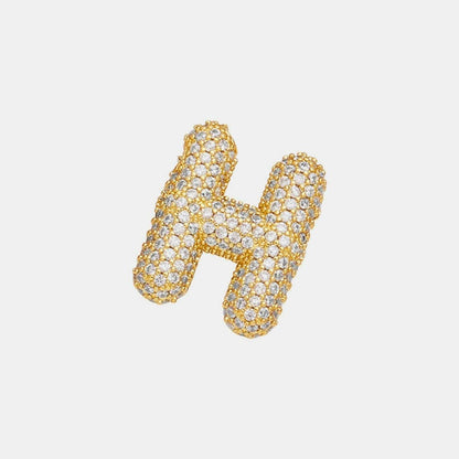 Zircon gold letter charm pendant 