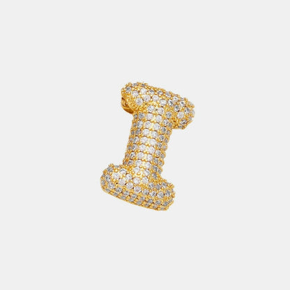 Zircon gold letter charm pendant 