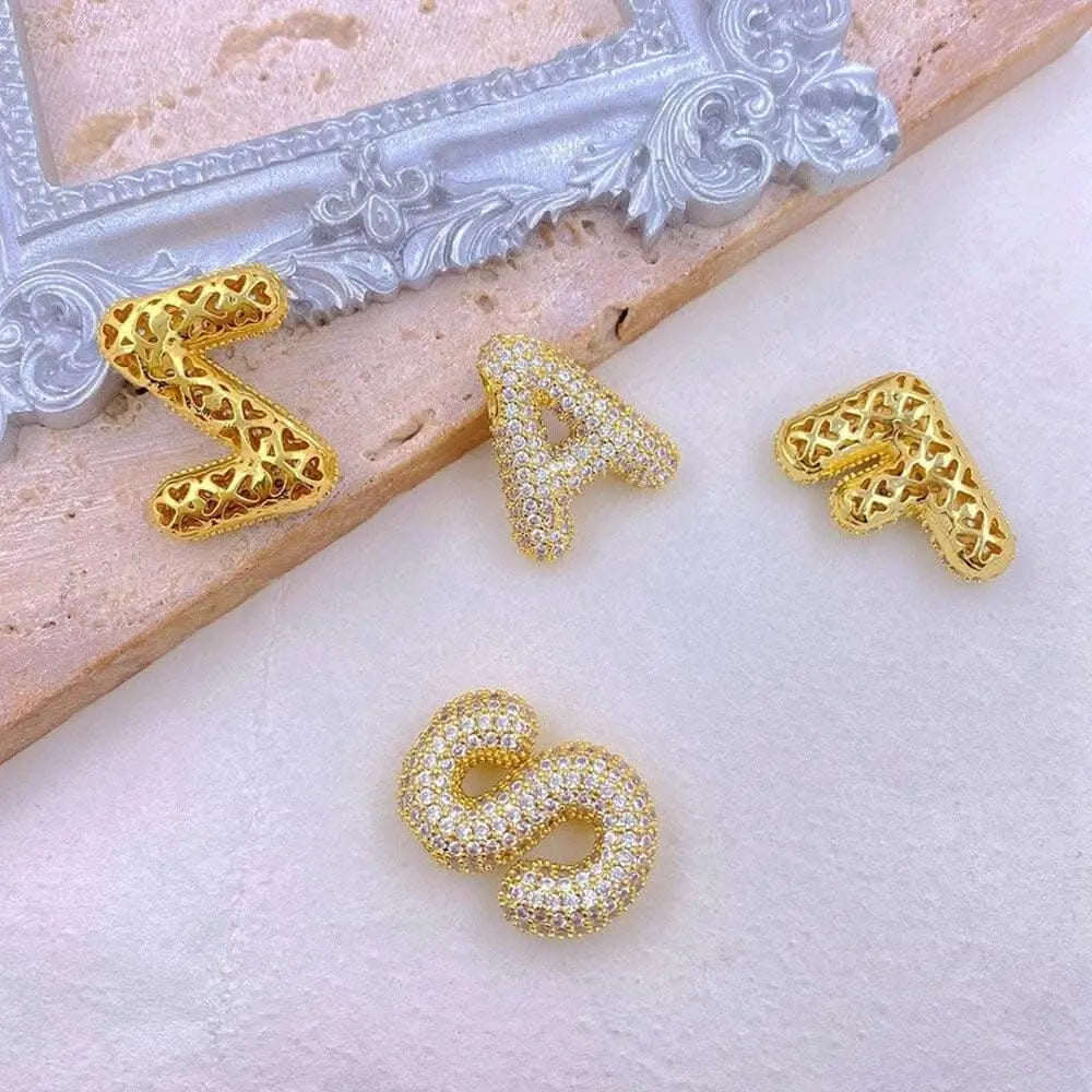 Zircon gold letter charm pendant - Love Salve 