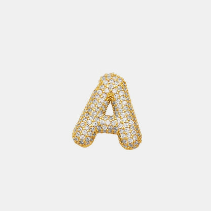 Zircon gold letter charm pendant 