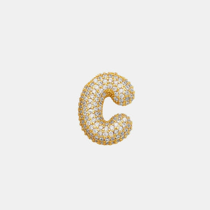 Zircon gold letter charm pendant 