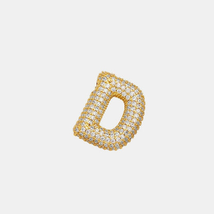 Zircon gold letter charm pendant 