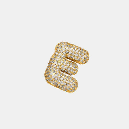 Zircon gold letter charm pendant 