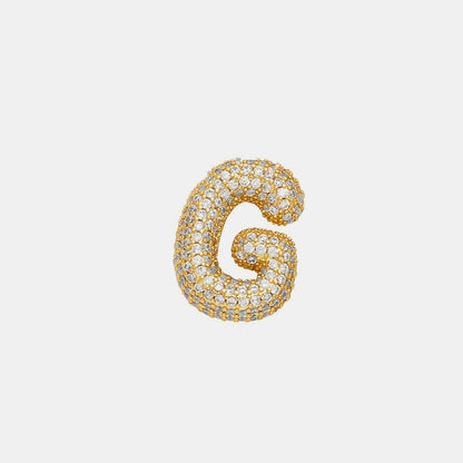 Zircon gold letter charm pendant 
