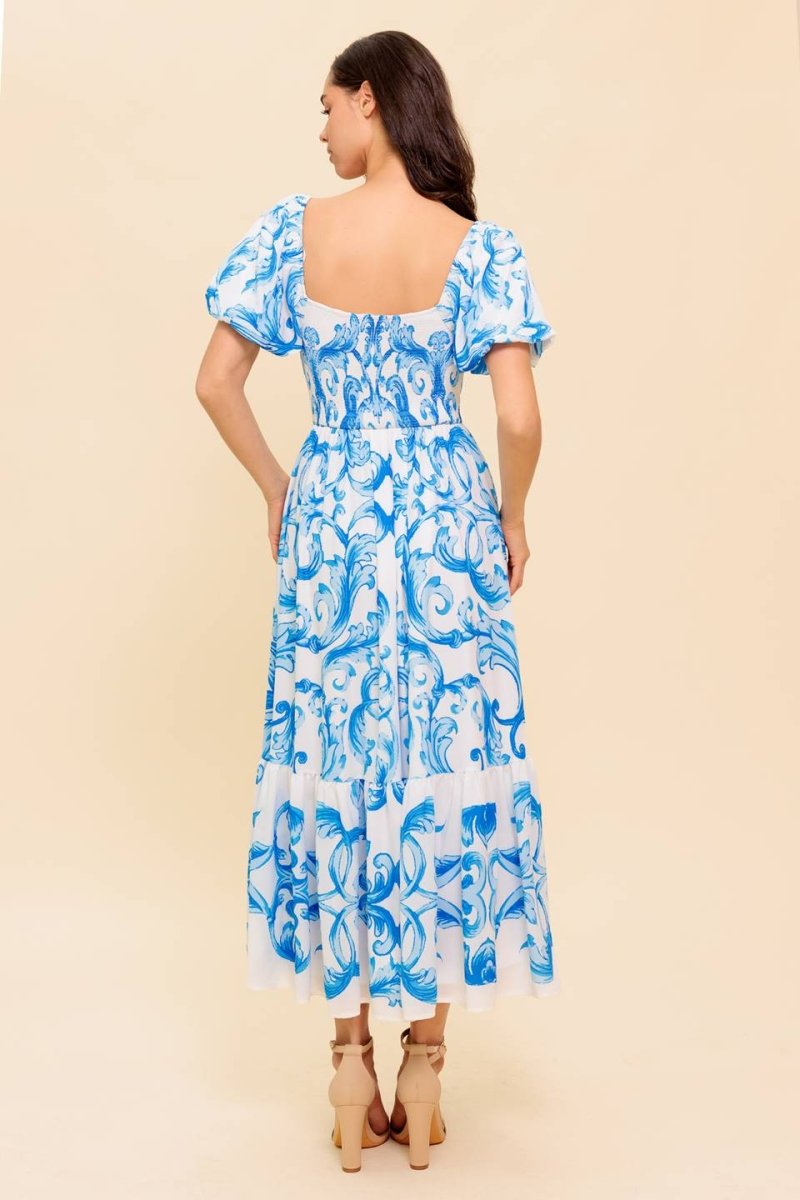 A WORK OF ART BLUE WOVEN MIDI DRESS - Love Salve