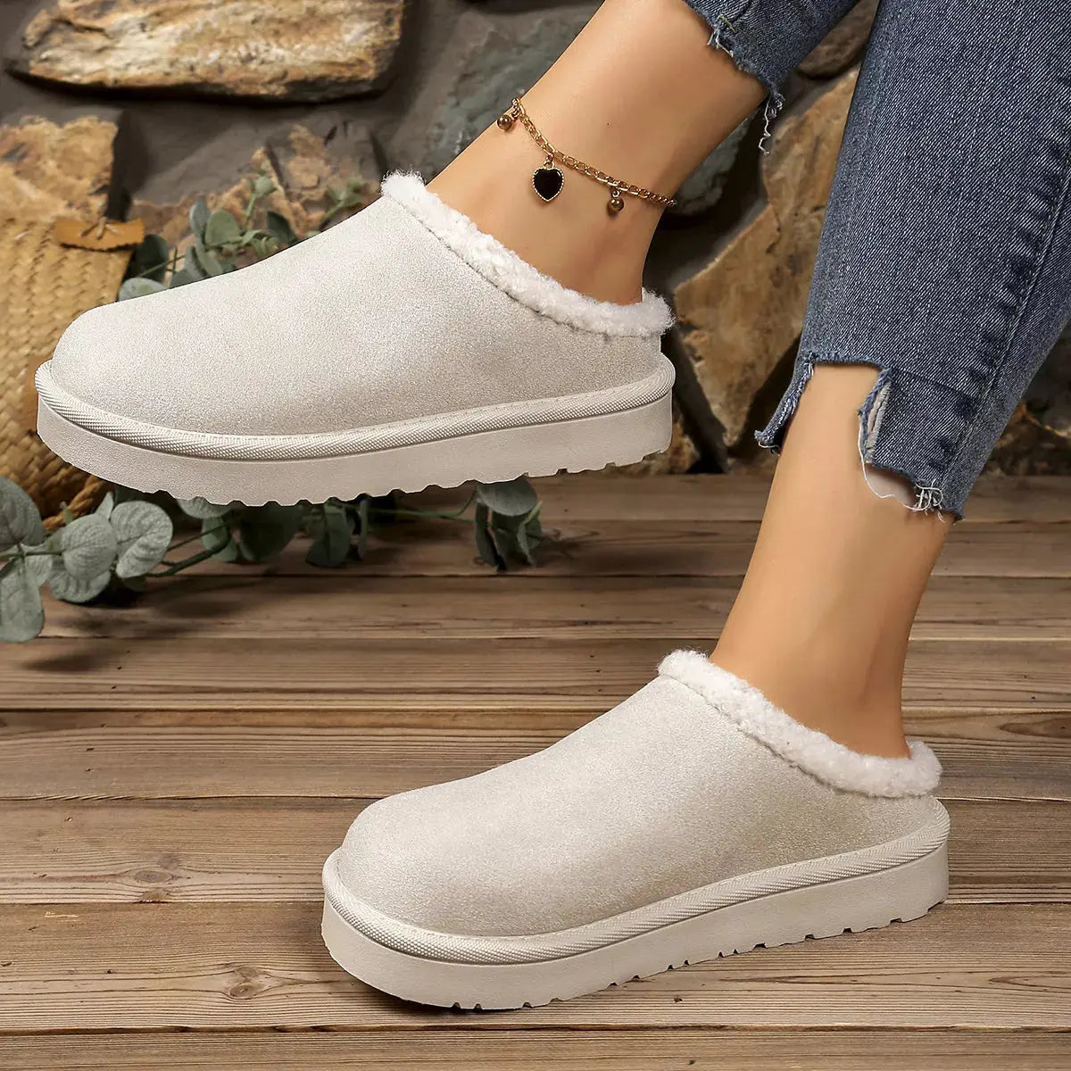 Plush Lined Round Toe Slippers Simply Love