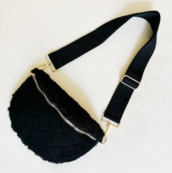 Fuzzy And Quilted Luxe Sling Bag Coco’s Tee Boutique