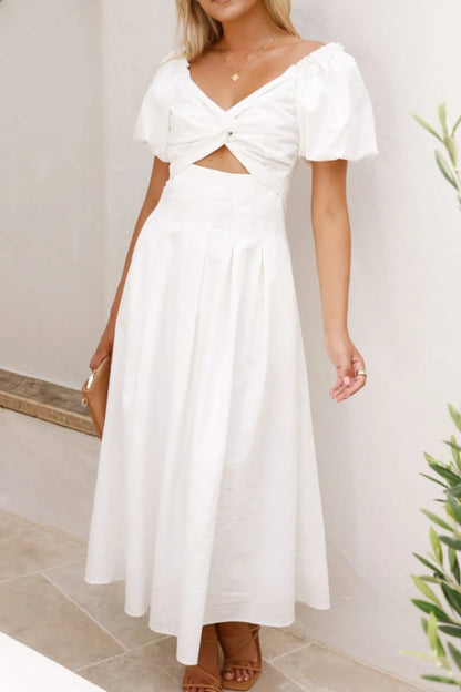 Sweet Serenity Puff Sleeve Midi Dress