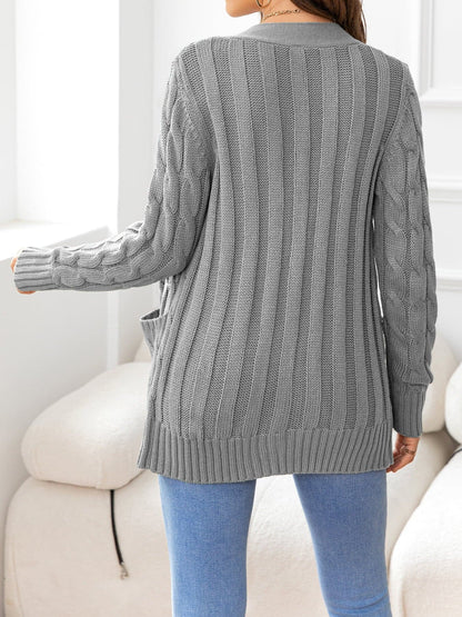 Button Down Cable-Knit Cardigan.