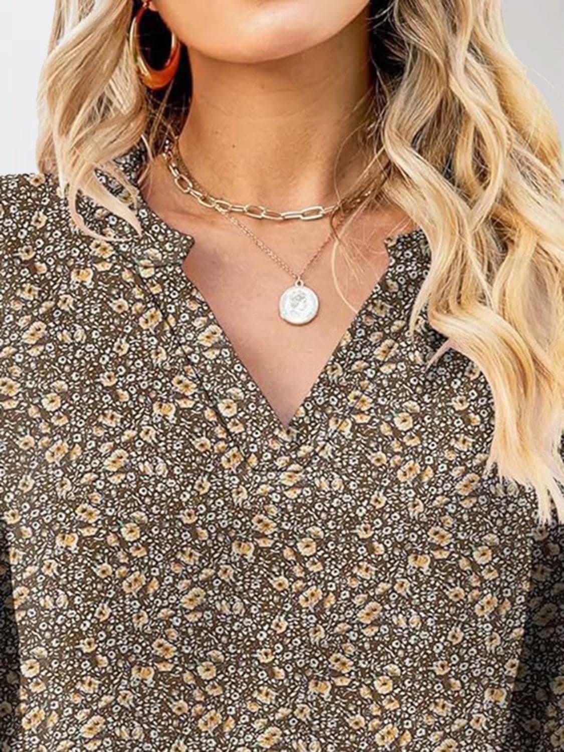 Chic Notched Sleeve Blouse - Love Salve 