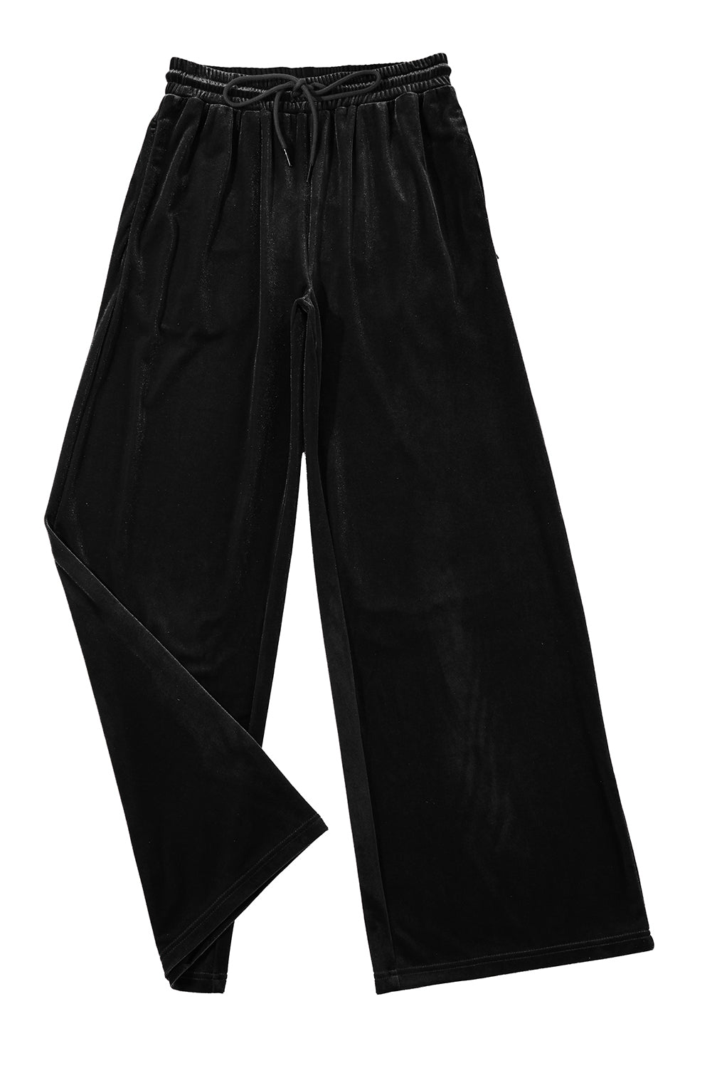 Chic black wide leg pants with adjustable drawstring waist