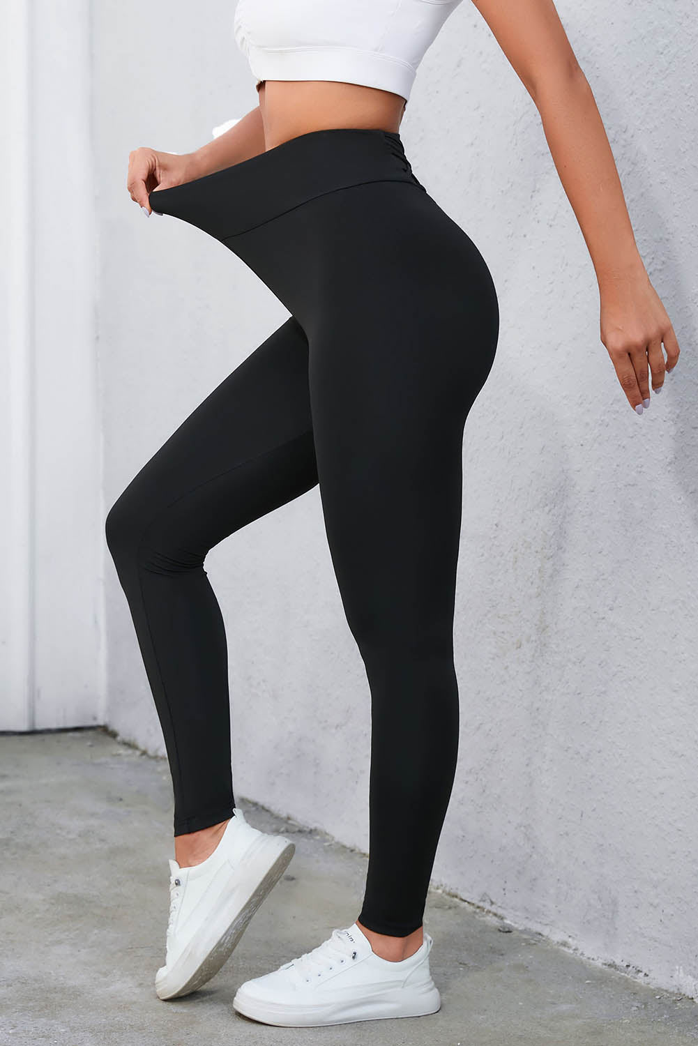 Crisscross Detail Wide Waistband Leggings Coco’s Tee Boutique
