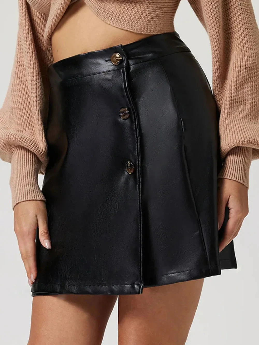 Buttoned High Rise Mini Skirt Coco’s Tee Boutique
