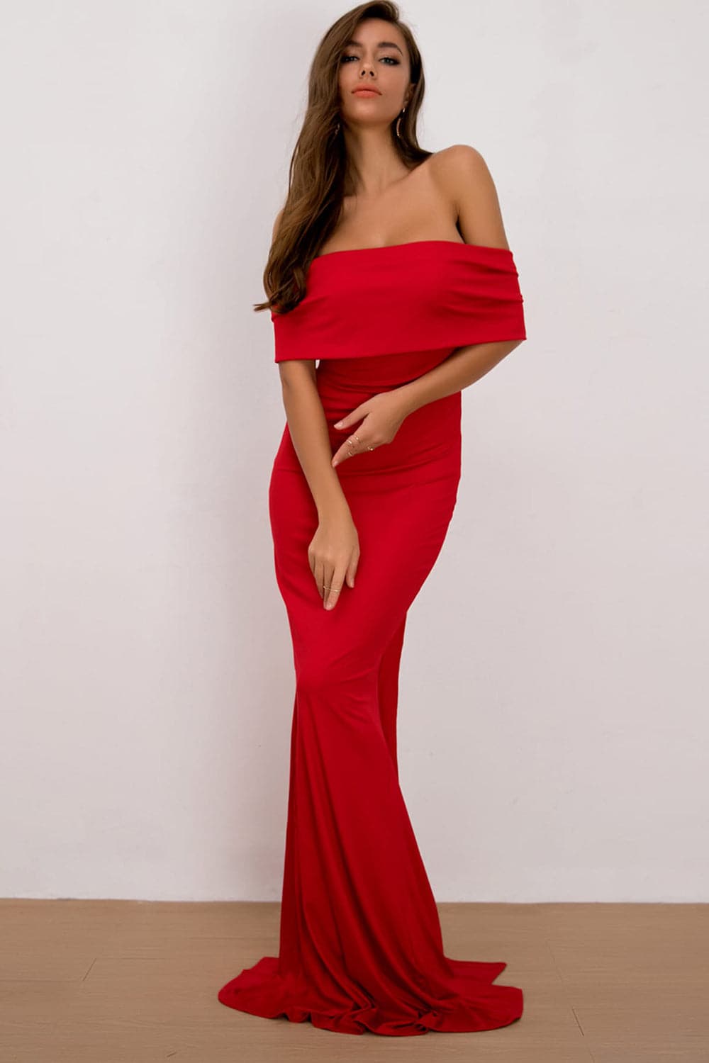 Off-Shoulder Floor Length Dress.