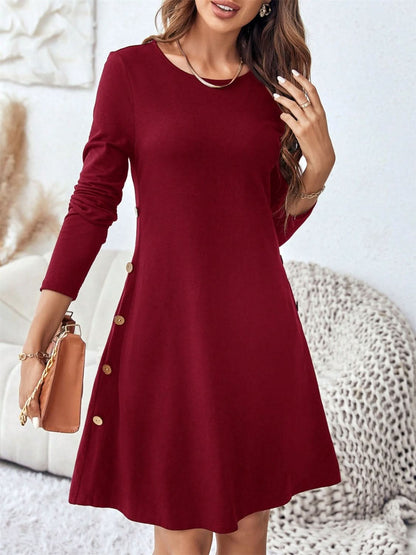 Chic Mini Dress with Pockets and Button Details