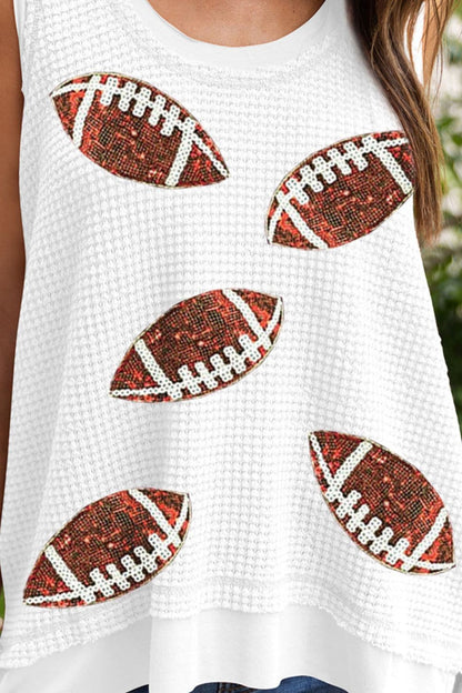 Sequin Football Round Neck Tank.