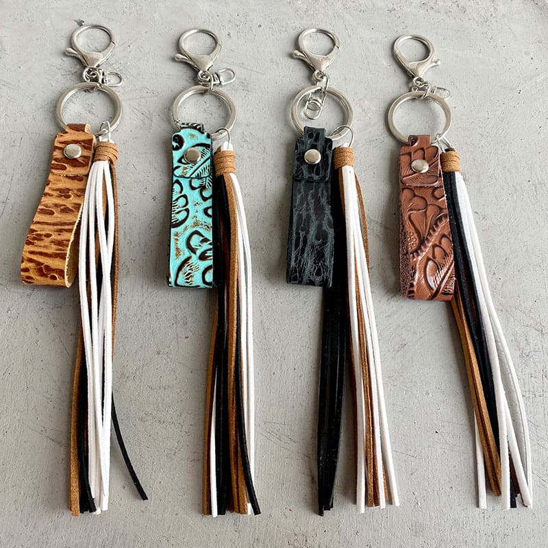 Genuine Leather Tassel Keychain.