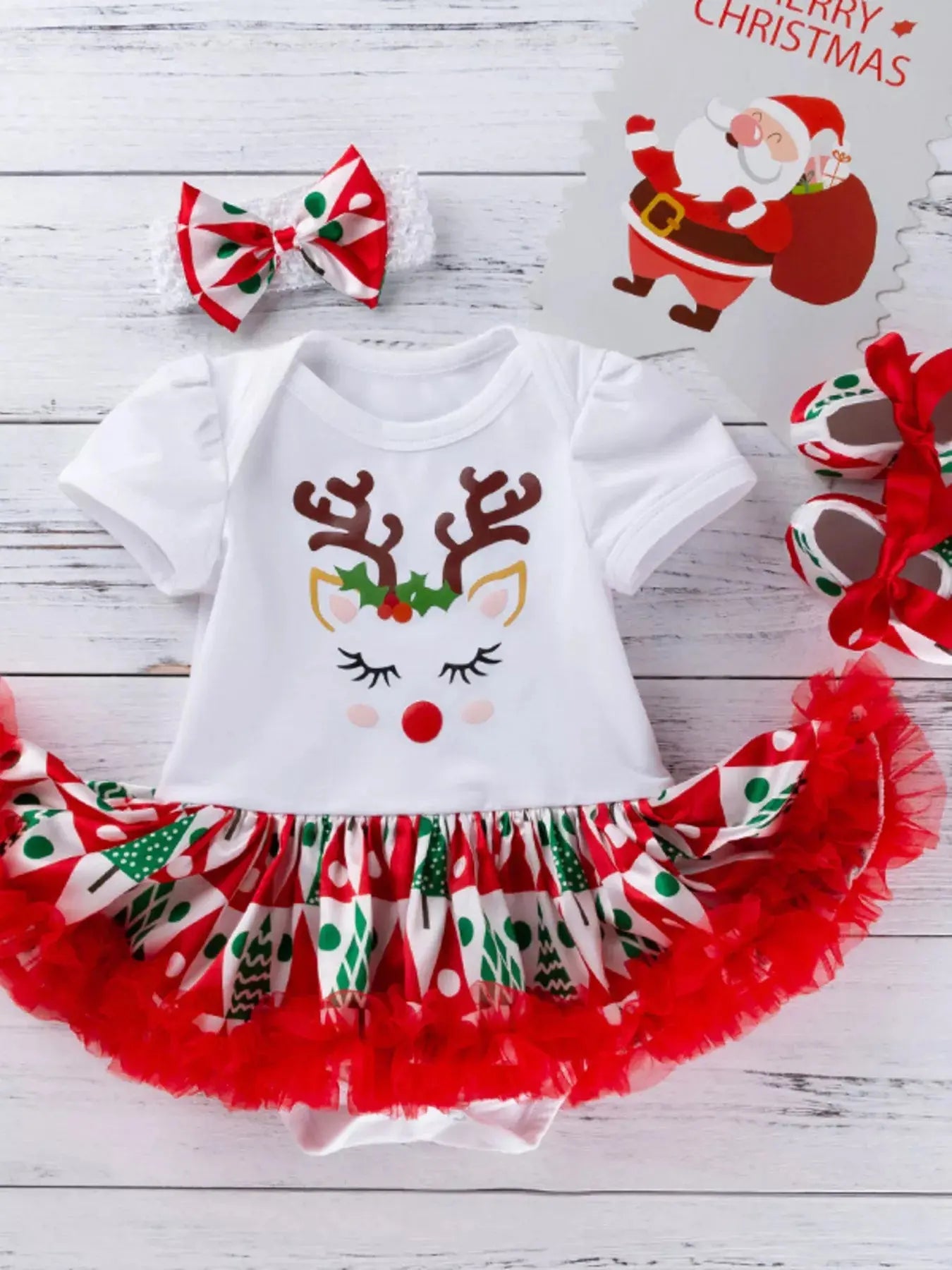 Children's 3 Piece Christmas Reindeer One-Piece Dress Simply Love