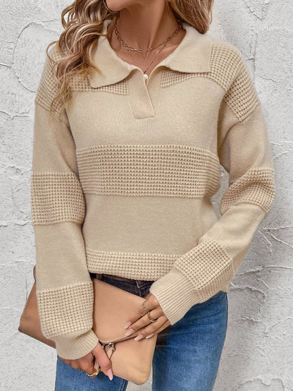 Chic dropped shoulder sweater with collar detail