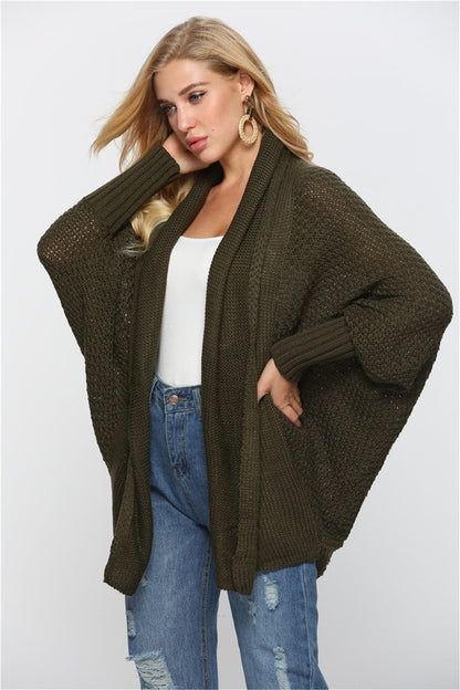 Open Front Batwing Sleeve Cardigan.