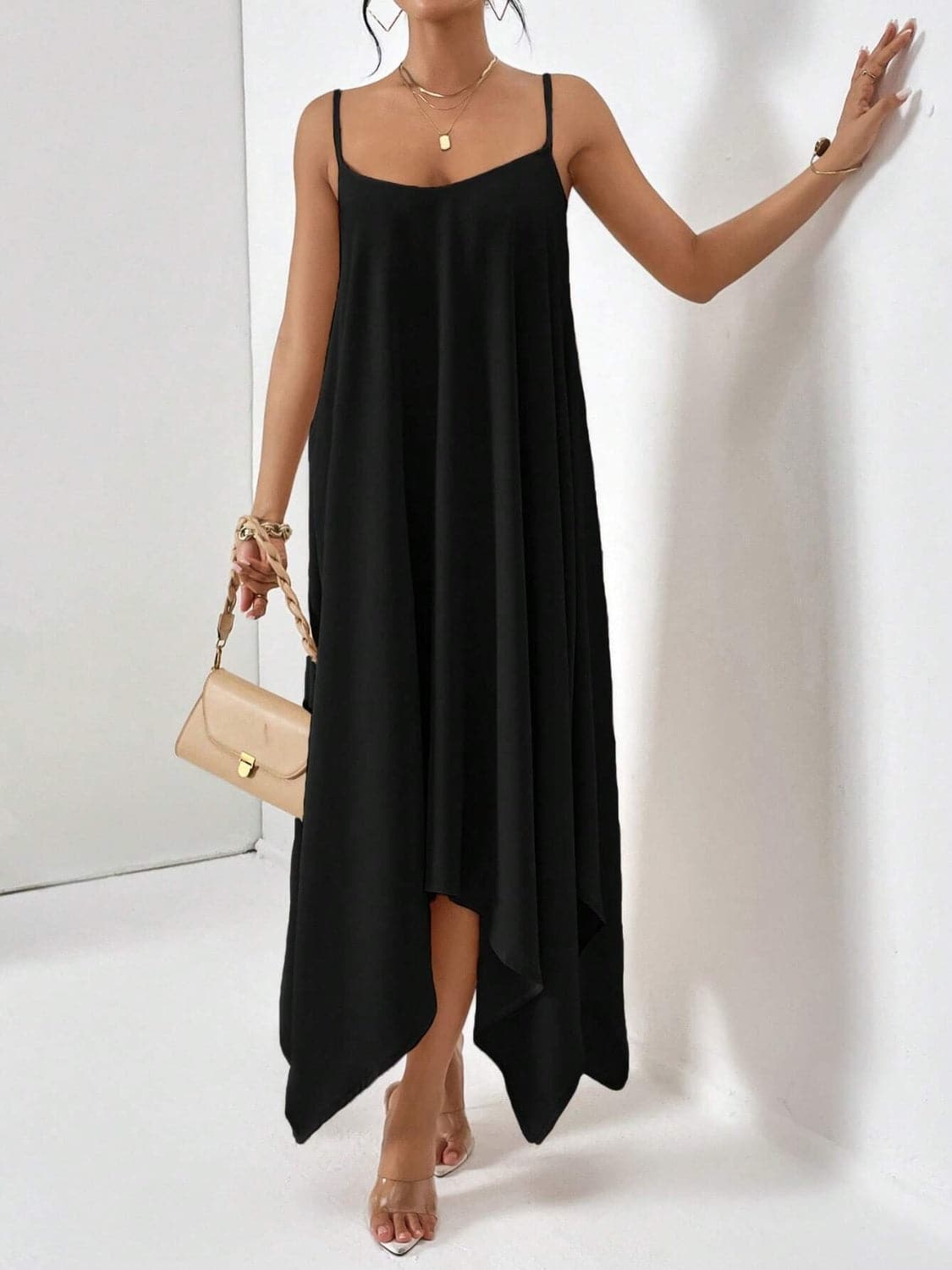 Scoop Neck Midi Cami Dress.