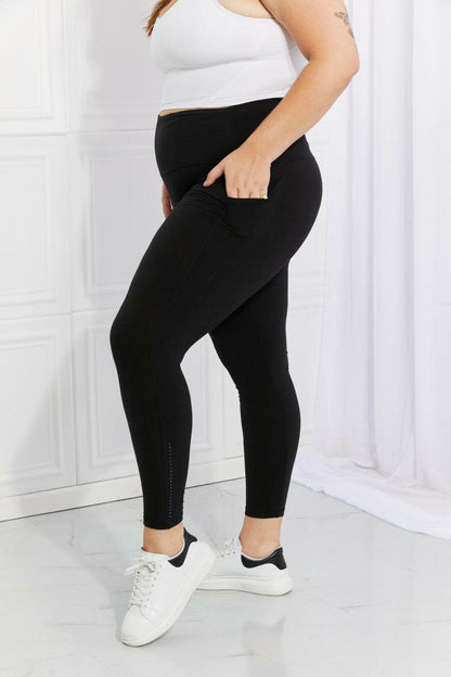 Leggings Depot Full Size Strengthen and Lengthen Reflective Dot Active Leggings.