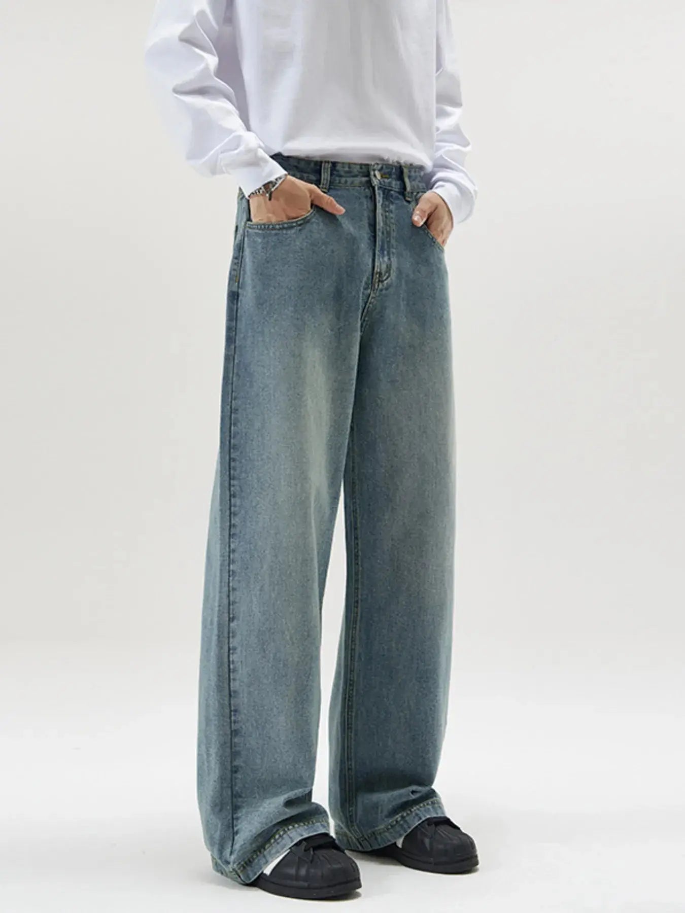 Men's Full Size Vintage Wash Wide Leg Jeans Plus Size Simply Love