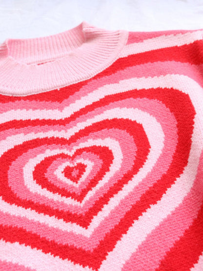 Heart Mock Neck Long Sleeve Sweater.