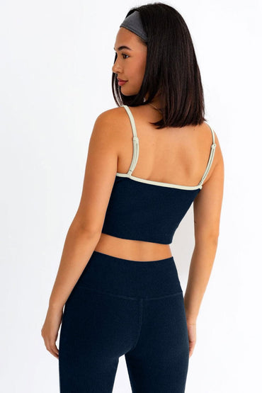 Ribbed Crop Camisole and High-Waisted Brushed Leggings Ensemble