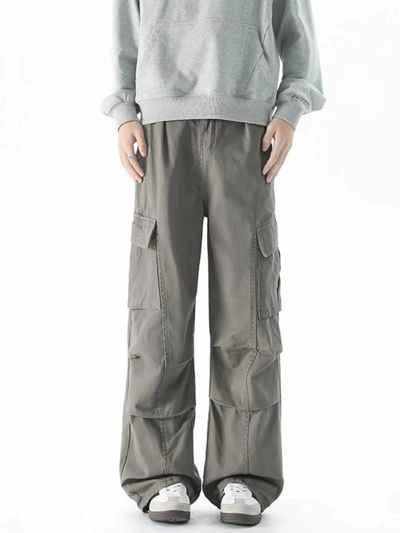 Men's Loose Fit Cargo Pants With Pockets Polyester Spandex Blend Simply Love
