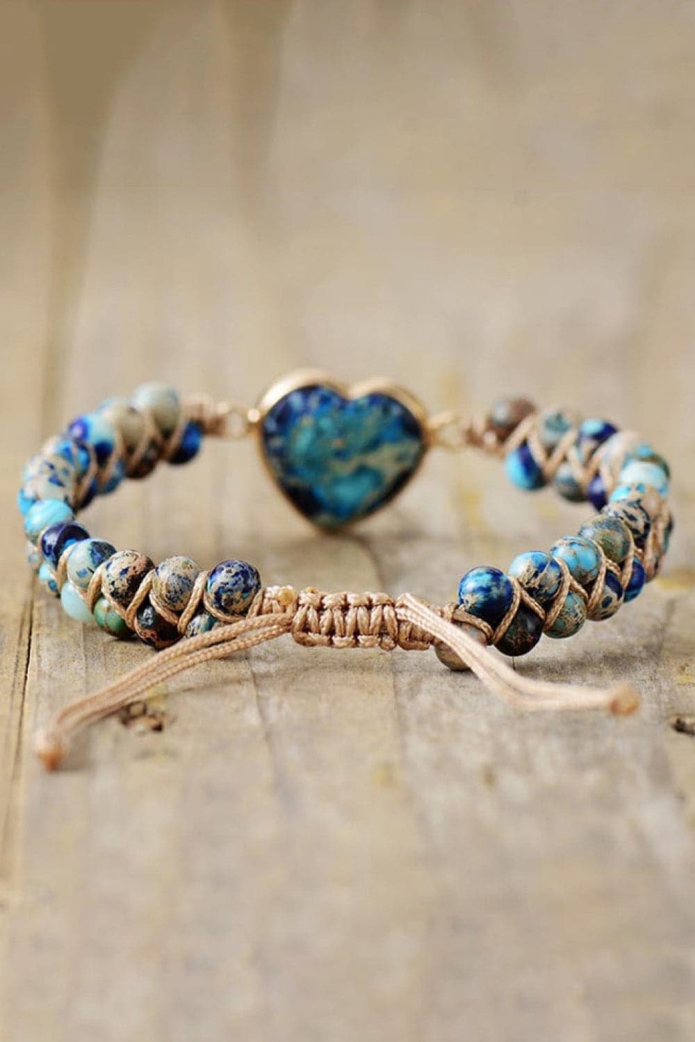 Handmade Heart Shape Natural Stone Bracelet.