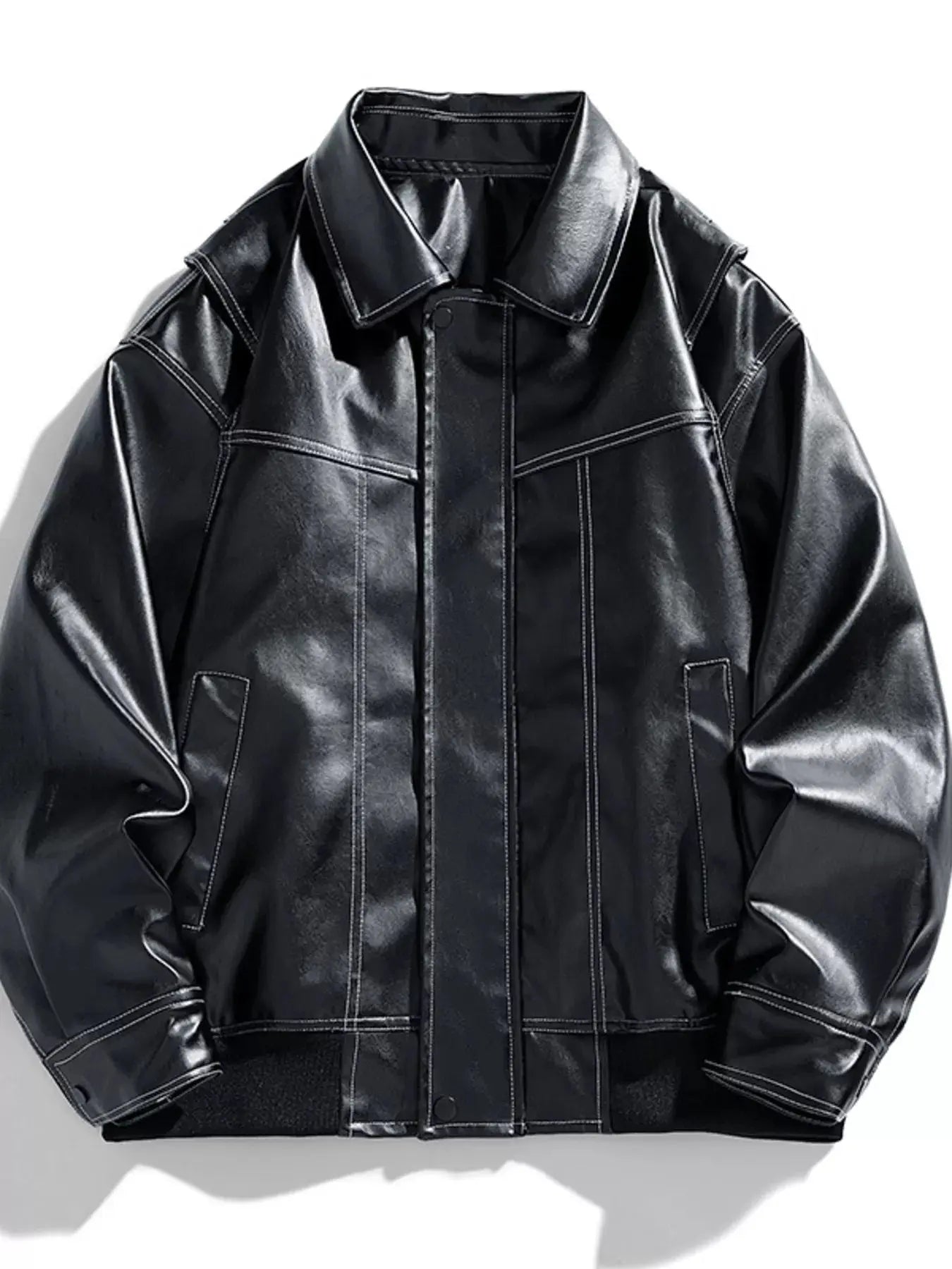 Men's Plus Size Leather Bomber Jacket Simply Love