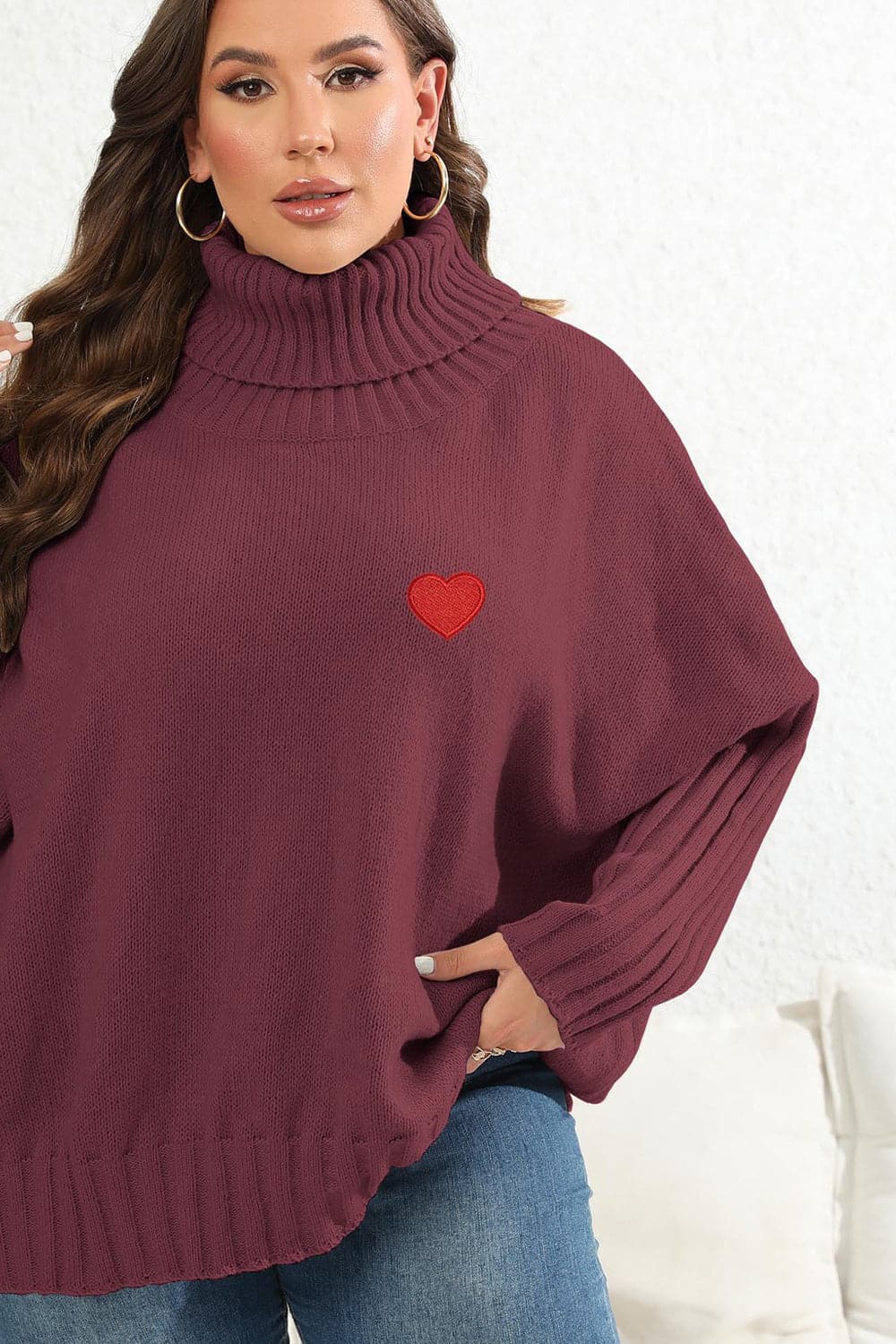 Plus Size Turtle Neck Long Sleeve Sweater.