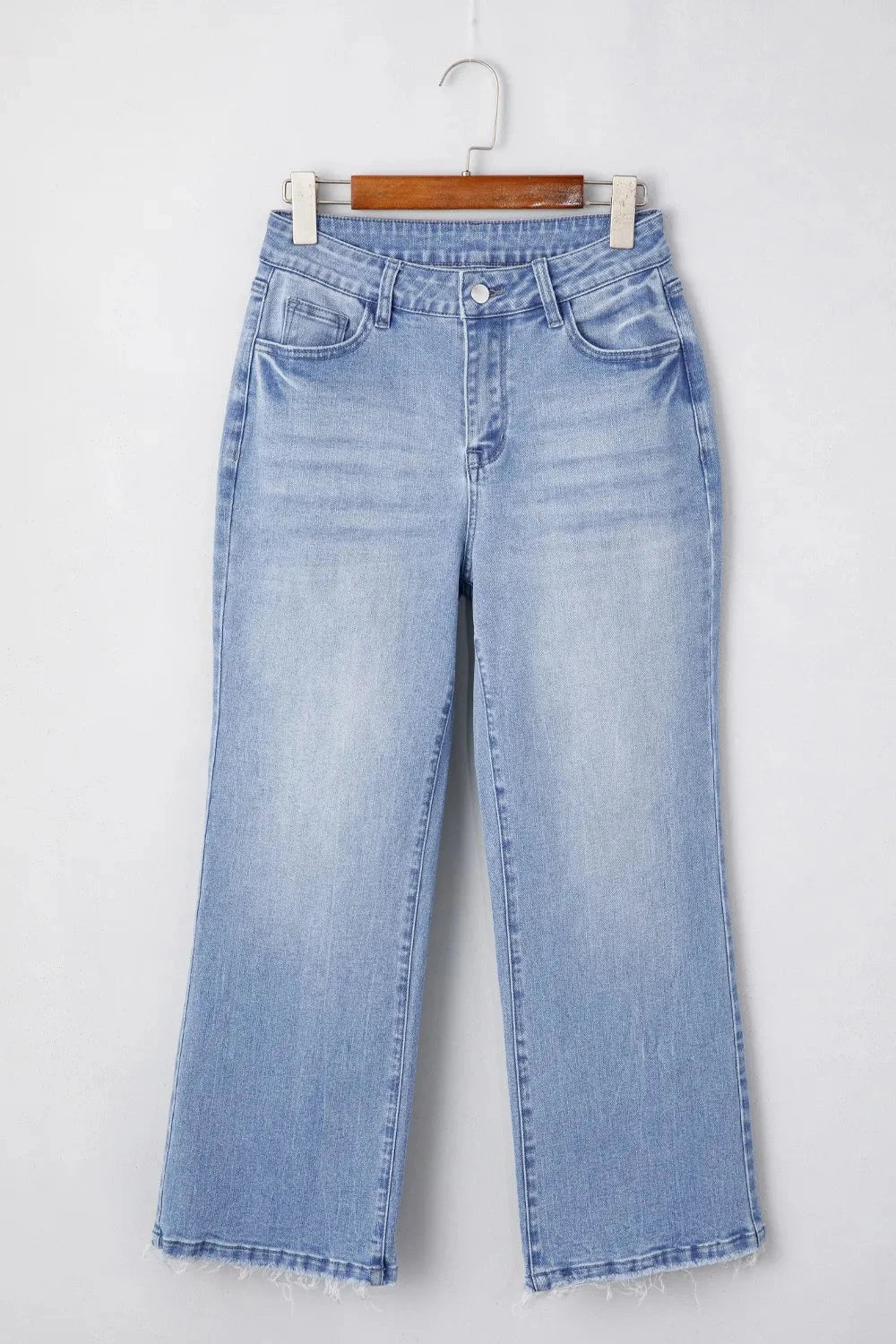Mineral Wash Raw Hem High Waist Flared Jeans Simply Love