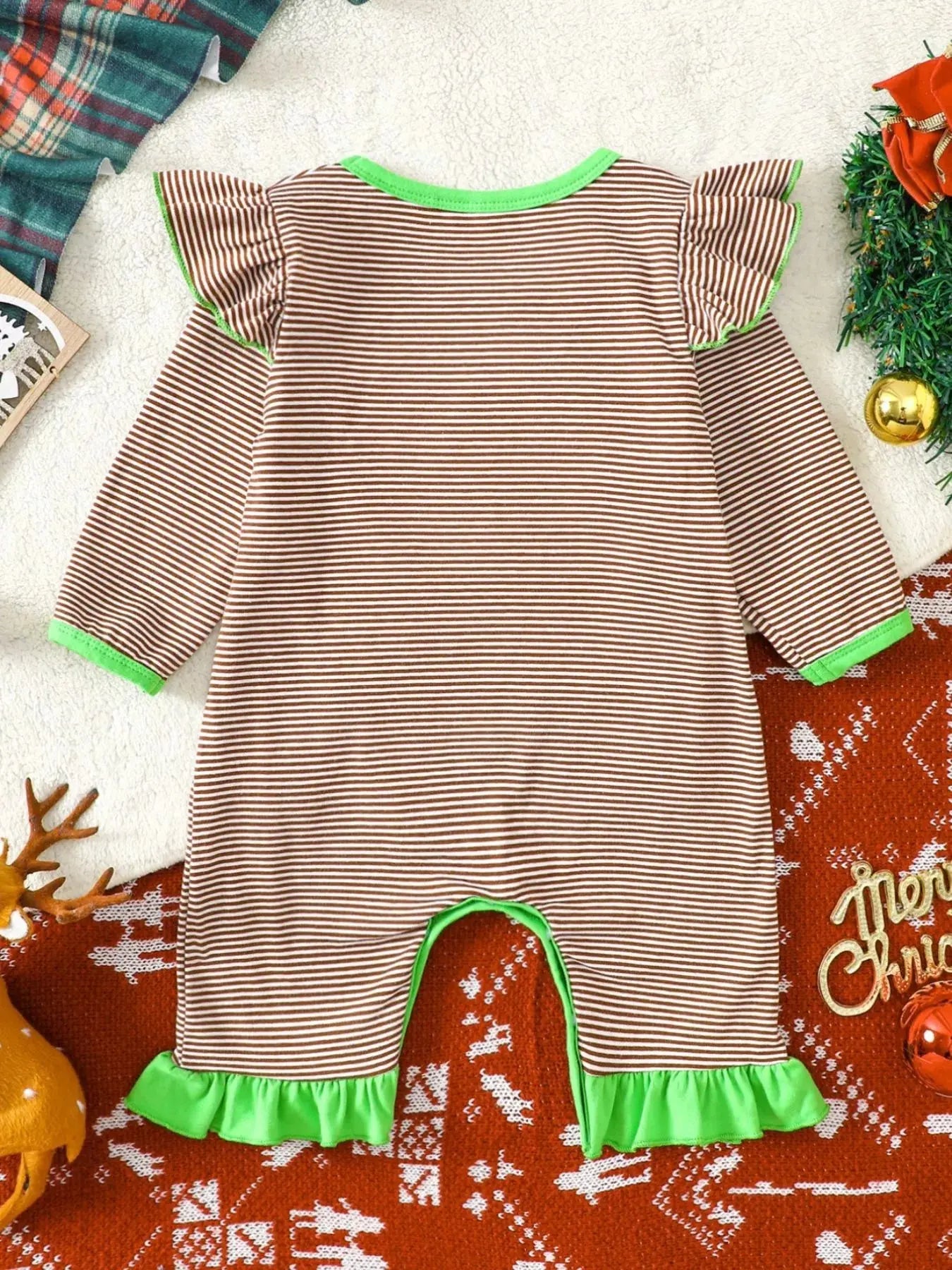 Children's Christmas-Themed Striped Snapped Legs Jumpsuit Simply Love