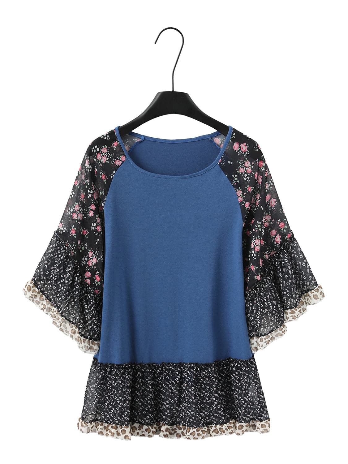 Frilled printed blouse - half sleeves