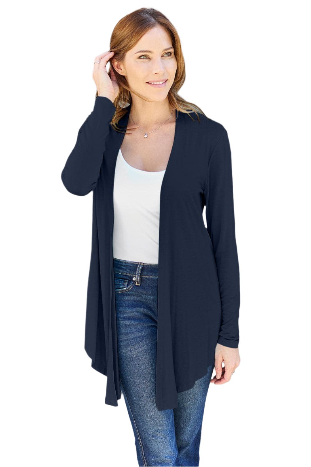 Basic Bae Full Size Open Front Long Sleeve Cardigan.