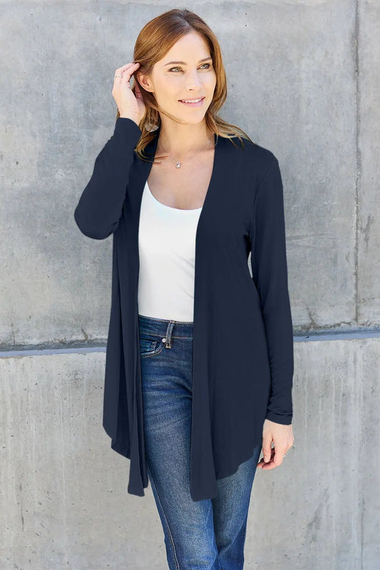 Basic Bae Full Size Open Front Long Sleeve Cardigan - Love Salve