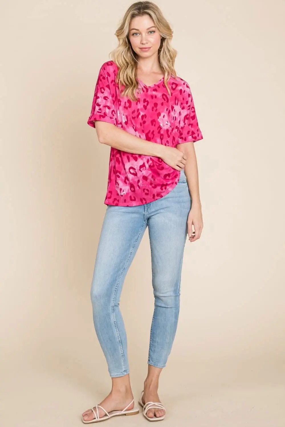 Trendy leopard v-neck tee by bombom - Love Salve 