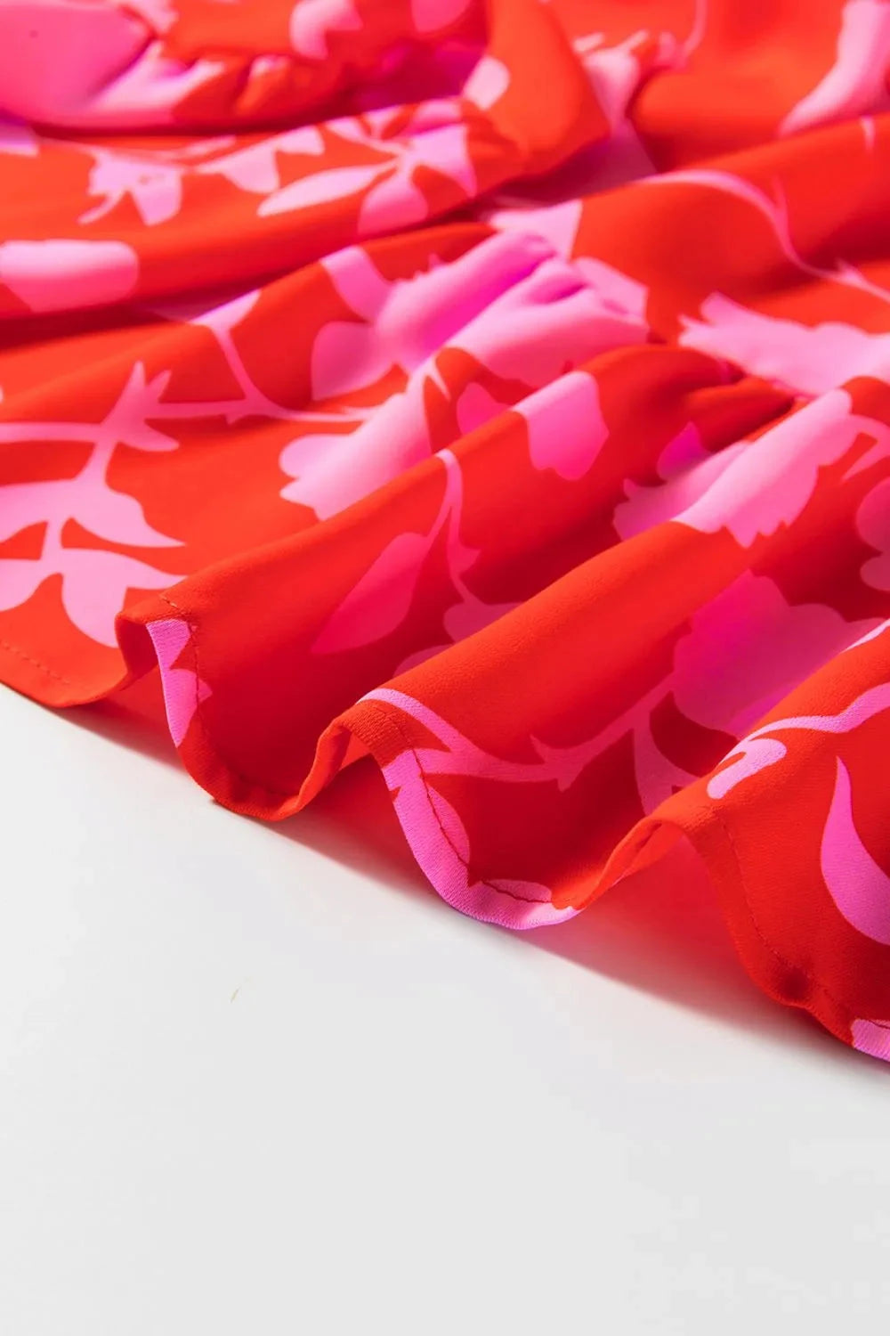 Floral Puff Sleeve Sweetheart Neck Ruffled Mini Dress Simply Love