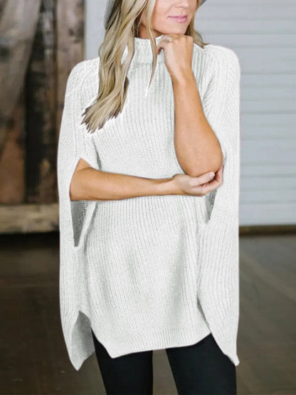 Turtleneck Slit Sweater.