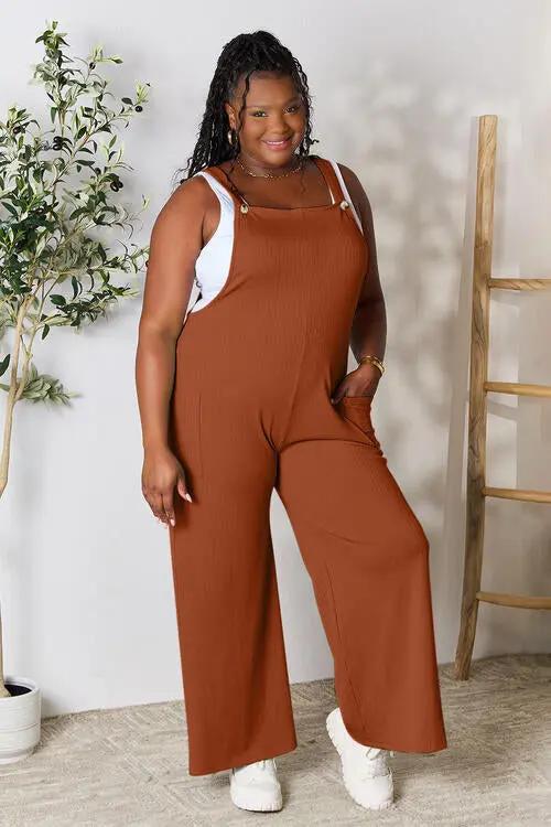 Double Take Full Size Wide Strap Overall with Pockets - Love Salve