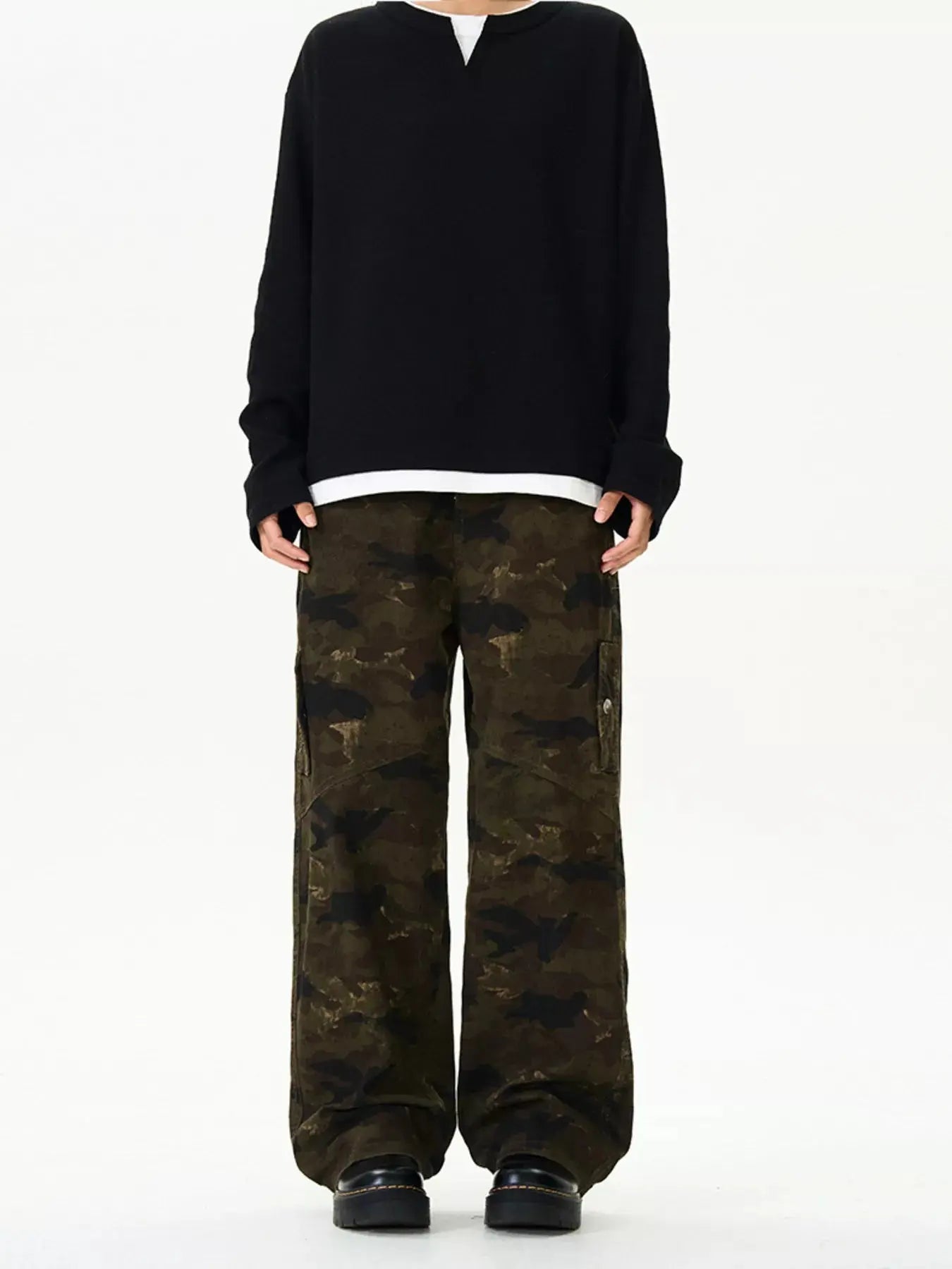 Mens Relaxed Fit Camouflage Cargo Pants With Side Pockets Simply Love