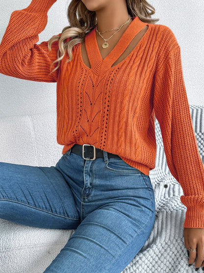 Chic v-neck long sleeve top