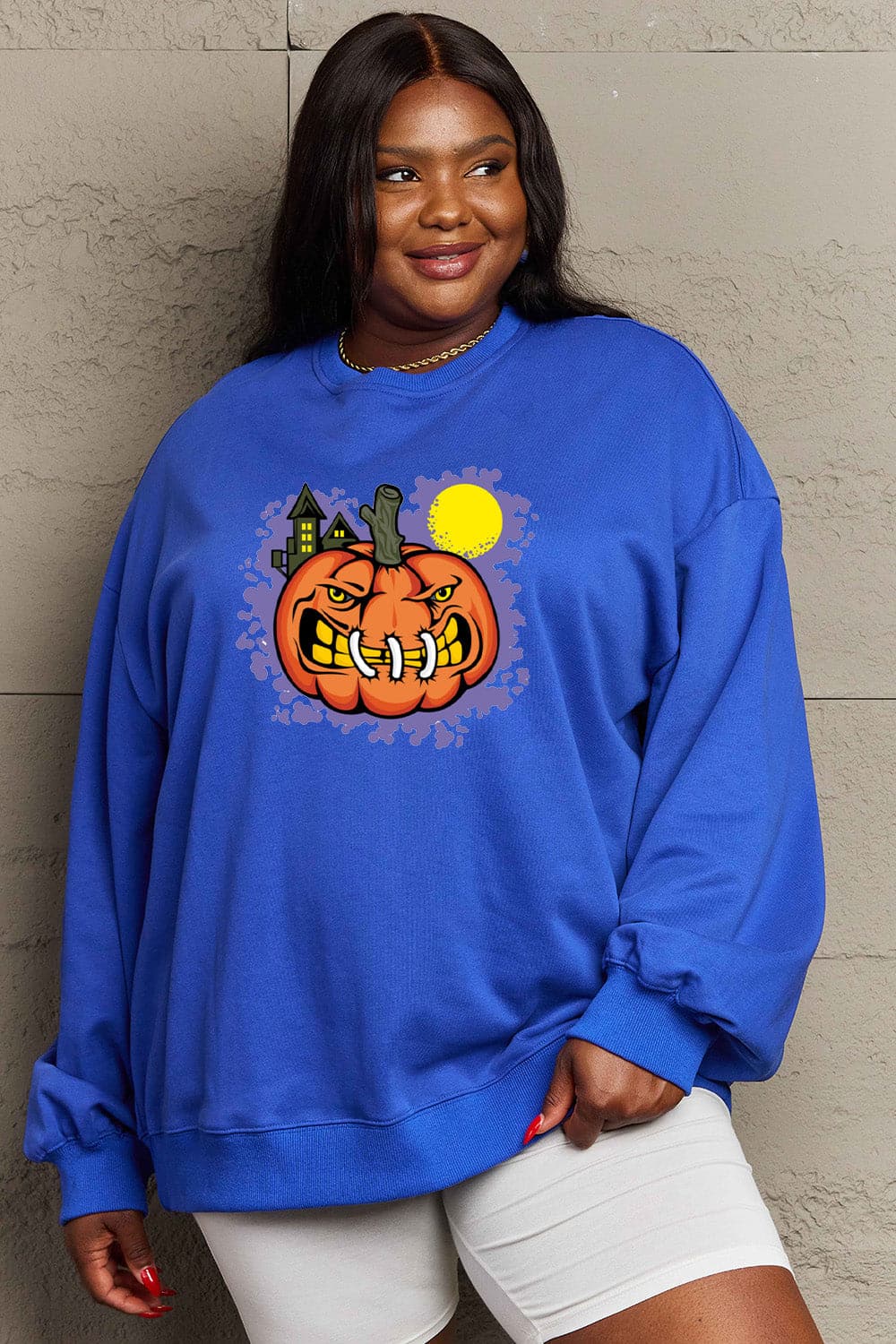 Simply Love Full Size Graphic Round Neck Sweatshirt.