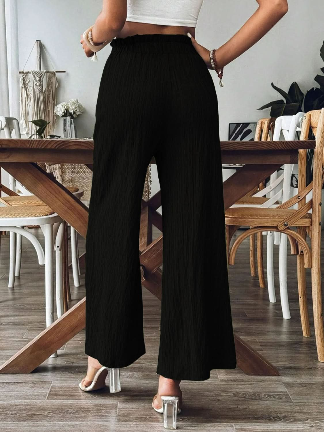 Frilled Wide Leg Trousers