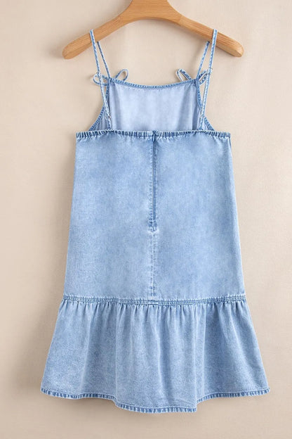 Simply Love: Denim Dress, Bow & Ruffle