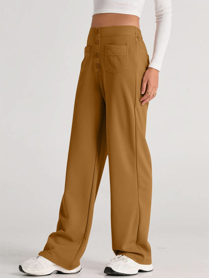 High Rise Wide Leg Trousers with Pockets