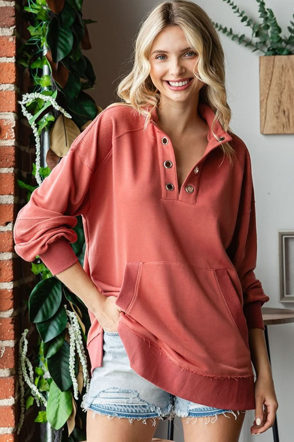 First love grommet pocket sweatshirt