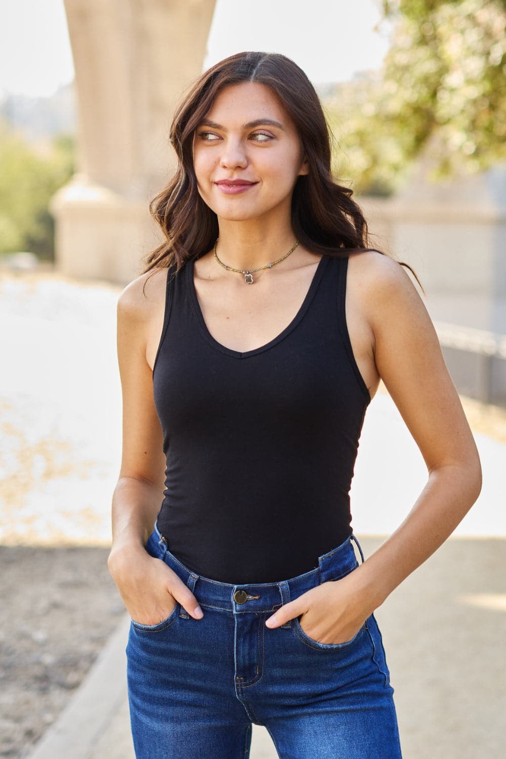 Zenana Racerback Tank Bodysuit.